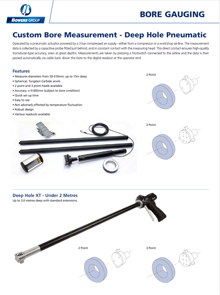 Application Custom Bore Gauging - Depth Hole Pneumatic