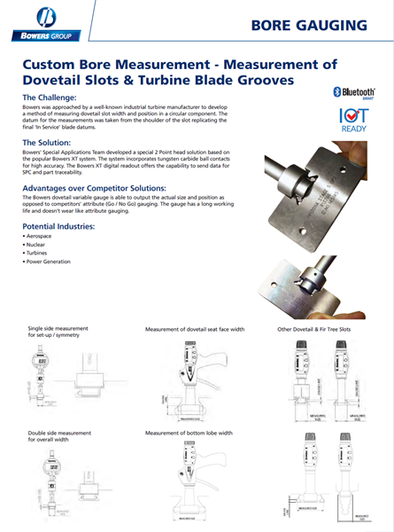 Application Custom Bore Gauging - Dovetail & Turbine Blade Grooves