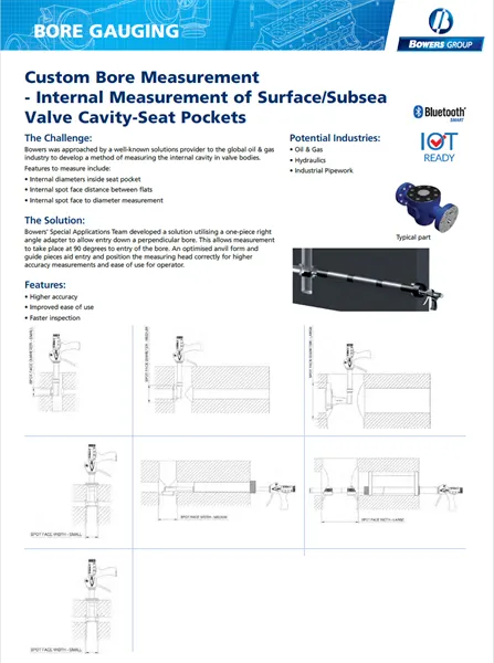 Application Custom Bore Gauging - Subsea Valve Cavity-Seat Pocket