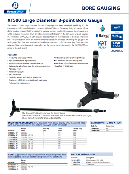 XT500 Large Diameter 3-point Bore Gauge