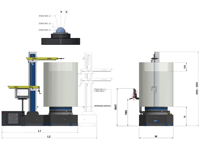 iMAP Centring and Levelling - dimensioner