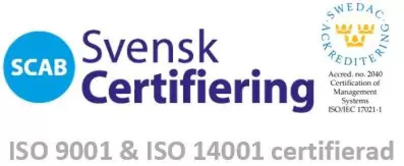 Logga för Svensk Certifiering ISO 9001 14001